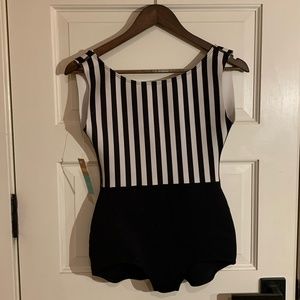 Seea One Piece Black and White Bathing Suit! Size Medium, with tags!